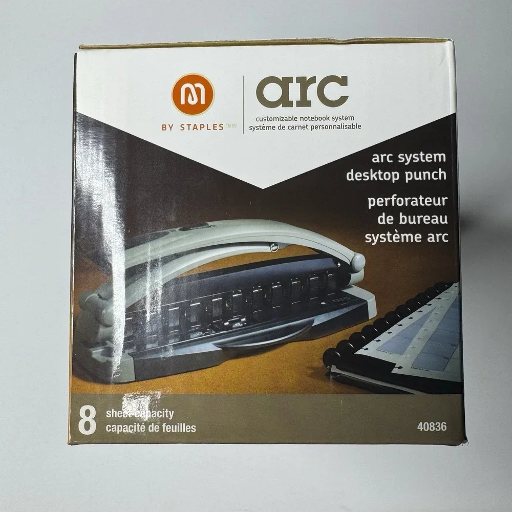 Staples ARC System 11-Hole Desktop Punch, 8-Sheet Capacity Model 40836 *NEW*